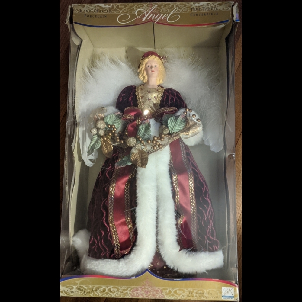 Brass Key BK 16” Porcelain Angel Tree Topper 1999